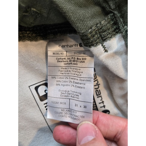 Carhartt Pants Mens 31x30 Green Rugged Flex Relaxed Canvas Work Wear BN2291-M - Picture 6 of 14